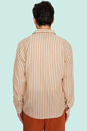 Erkek Klasik Çizgili Gömlek Pamuk Rahat Kesim Günlük Ve İş Hayatı Yaz Aylarının Vazgeçilmezi