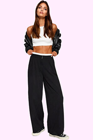 Kadın Geniş Paça Pantolon Yüksek Bel Kemer Detaylı Rahat Günlük Stil Yaz Aylarının Vazgeçilmezi