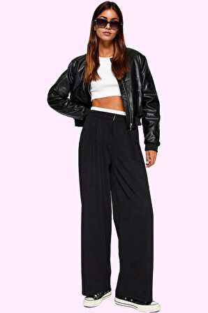 Kadın Geniş Paça Pantolon Yüksek Bel Kemer Detaylı Rahat Günlük Stil Yaz Aylarının Vazgeçilmezi