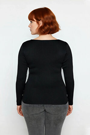 Kadın Bodycone Siluet Uzun Kollu Düz Desenli Triko Kazak Gündüz Gece Kombinlere Şık Uyum Sağlar