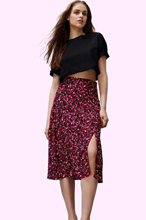 Kadın Viskoz Midi Boy A line Etek Casual Günlük Yaz Kullanımı İçin Yüksek Bel Modern Tasarım