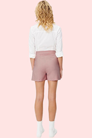 Kadın Yüksek Bel Kemerli Şort Etek Dokuma Finike Günlük Yazlık Hafta Sonu Kaliteli Malzeme