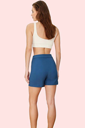 Kadın Yüksek Bel Kemerli Şort Etek Dokuma Finike Günlük Yazlık Hafta Sonu Kaliteli Malzeme