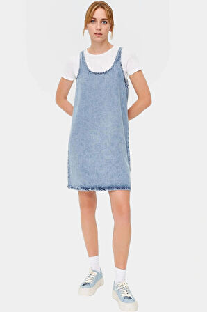 Yazlık Denim Elbise Mini Boy Şık Tasarım Günlük Kullanım Uzun Ömürlü Özel