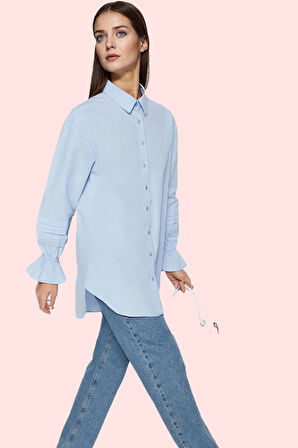 Kadın Terrycotton Bluz Regular Kalıp Düğmeli Kapatma Yazlık Günlük Yaz Aylarının Vazgeçilmezi