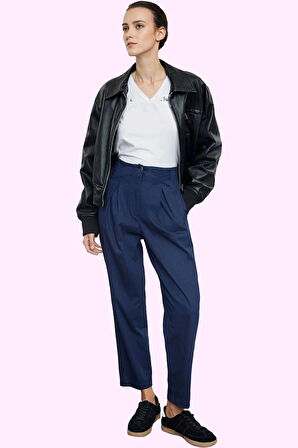 Kadın Pamuklu Rahat Havuç Pantolon Gabardin Dokuma Günlük Stil Hafta Sonu Kaliteli Malzeme