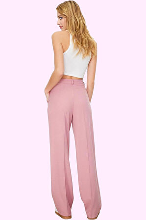 Kadın Yüksek Bel Straight Pantolon Düz Desen İş Ve Günlük Kullanıma Uygun Kaliteli Malzeme