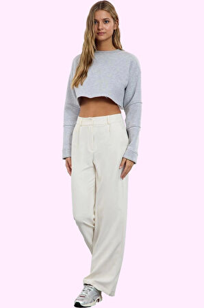 Kadın Yüksek Bel Wide Leg Pantolon Casual Dokuma Kumaş Günlük Hafta Sonu Dayanıklı Malzeme