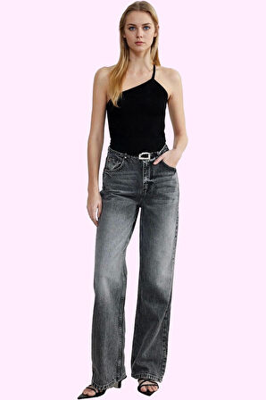 Kadın Jean Pantolon Yüksek Bel Wide Leg Denim Casual Günlük Stiller İçin Dayanıklı Malzeme