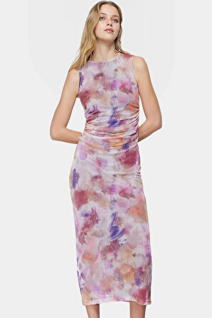 Yazlık Maxi Elbise Bodycon Kalıp Çiçek Desenli Örme Kumaş Rahat Kullanım Konforlu Kesim