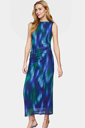Yazlık Maxi Elbise Bodycon Kalıp Çiçek Desenli Örme Kumaş Rahat Kullanım Konforlu Kesim