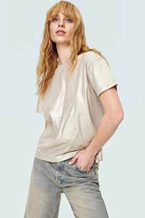 Pamuklu Örme Bluz Regular Kalıp Varak Baskı Rahat Günlük Stil Özenle Seçilmiş Şık Görünüm