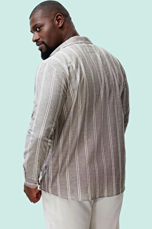 Erkek Büyük Beden Rahat Fit Çizgili Gömlek Pamuk Günlük Stil Hafta Sonu Yaz Aylarının Vazgeçilmezi