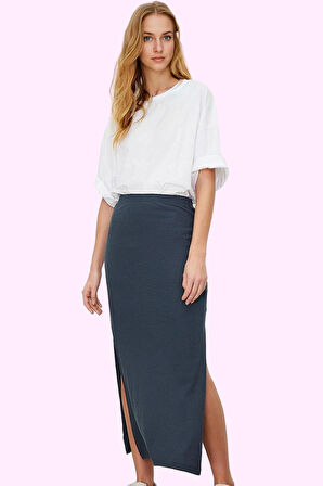 Kadın Yüksek Bel Maxi Etek Kaşkorse Dokuma Pamuklu Rahat Günlük Yaz Aylarının Vazgeçilmezi