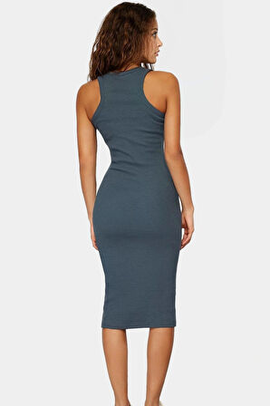 Yazlık Kolsuz Bodycon Örme Midi Elbise 98% Pamuk Rahat Kalıp Şık Görünüm Seçkin Malzeme