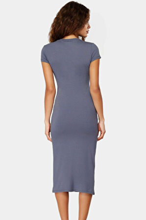 Rahat ve Şık Pamuklu Bodycon Midi Elbise Nefes Alan Kumaş Yazlık Konforlu Kesim