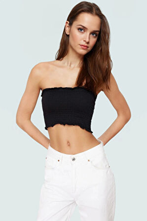 Yazlık Straplez Örme Bluz Pamuklu Fitted Gipeli Kolsuz Kaliteli İşçilik Premium Kalite