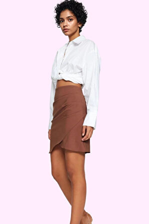 Kadın Kemerli Yüksek Bel Mini Etek Sarong Silüet Günlük Kombinler Yaz Aylarının Vazgeçilmezi