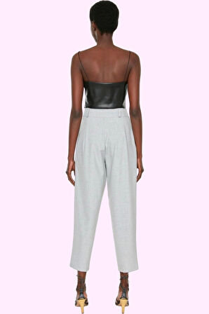 Kadın Poliviskon Dokuma Pantolon Yüksek Bel Havuç Kalıp Günlük Ve İş Hayatı Modern Tasarım