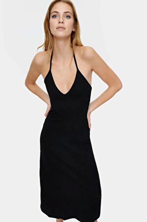 Bodycon Maxi Elbise Nefes Alan Örme Kumaş A line Kalıp Yazlık Profesyonel Görünüm