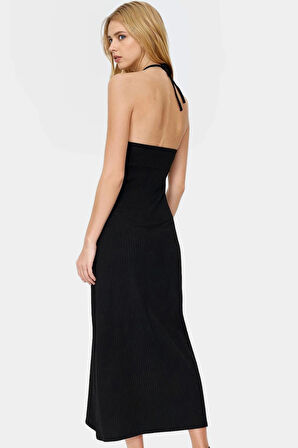 Bodycon Maxi Elbise Nefes Alan Örme Kumaş A line Kalıp Yazlık Profesyonel Görünüm