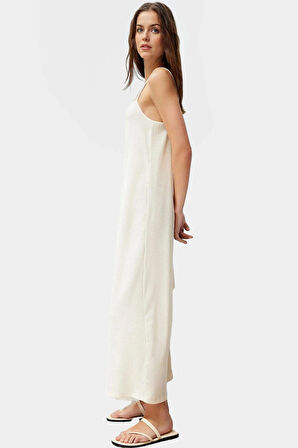 Polyester Elastan Shift Elbise Kolsuz Midi Boy Nefes Alan Kumaş Rahat Kullanım Modern Stil