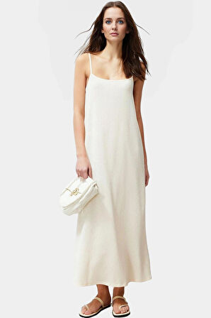 Polyester Elastan Shift Elbise Kolsuz Midi Boy Nefes Alan Kumaş Rahat Kullanım Modern Stil