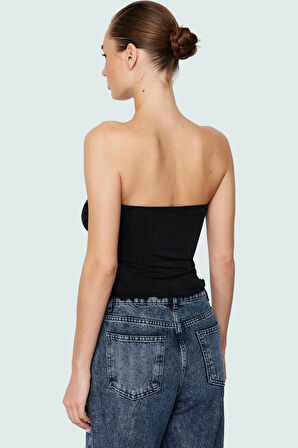 Yazlık Crop Bluz Buzzy Dokuma Polyester Straplez Kemersiz Günlük Stil Rahat Kullanım