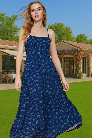 Nefes Alabilir Viskoz A Kesim Midi Elbise Çiçek Desenli Yazlık Günlük Kullanım İçin Premium Kalite