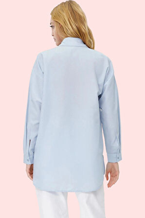 Kadın Uzun Kollu İncili Detaylı Gömlek Basic Kalıp Günlük Ve İş Yaz Aylarının Vazgeçilmezi