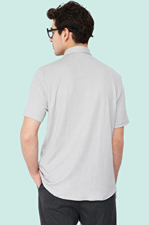 Erkek Kısa Kolli Örme Bürümcük Dokulu Gömlek Günlük Şık Kombinler Yazlık Dayanıklı Malzeme