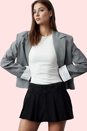 Kadın Denim Şort Etek Pamuk Yüksek Bel Geniş Paça Casual Stil Günlük Kullanım Modern Tasarım