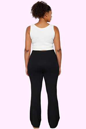 Kadın Düz Desen Regular Pantolon Yüksek Bel Pamuk Günlük Kullanım Yaz Aylarının Vazgeçilmezi