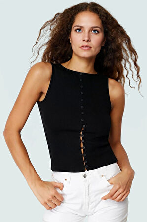 Kadın Kolsuz Örme Bluz Kayık Yaka Fitted Kalıp Rahat Günlük Stil Ve Şık Modern