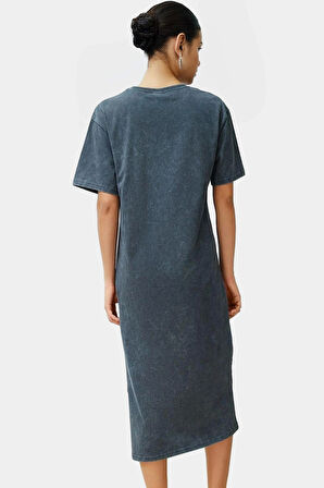 Pamuklu Örme Midi T shirt Elbise Rahat Şık ve Günlük Özel Tasarım Konforlu Kesim Yüksek Kalite