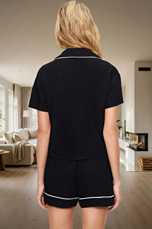Viskoz Pijama Takımı Şortlu Rahat Nefes Alan Yazlık Homewear Kullanım Özel Tasarım