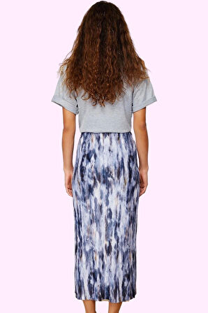 Kadın Örme Maxi Etek Normal Bel Pilise Soyut Desen Günlük Kombinler Yaz Aylarının Vazgeçilmezi