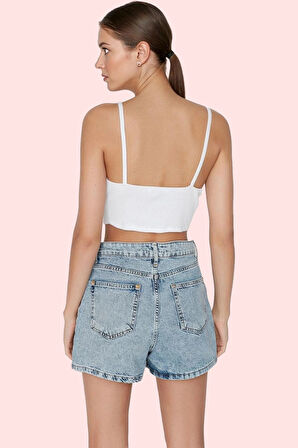 Kadın Pamuk Denim Mini Şort Düz Desen Yüksek Bel Günlük Kullanım İçin Yaz Aylarının Vazgeçilmezi