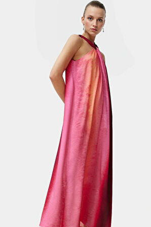 Yazlık Desenli Viskoz Maxi Elbise Rahat ve Şık Modern Stil