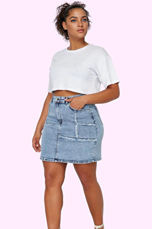 Kadın Yüksek Bel Mini Denim Etek Rahat Kesim Renk Günlük Kullanım Yaz Aylarının Vazgeçilmezi