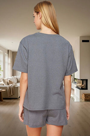 Yazlık Pijama Takımı Kısa Kollu Regular Pamuklu Baskılı Homewear Modern Stil Trend Tasarım