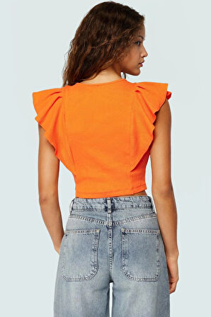 Fitted Crop Bluz Örme Kumaş Büzgülü Kollarla Rahat Şıklık Profesyonel Görünüm Seçkin Malzeme