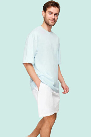 Erkek Yazlık Kısa Şort Pamuk Dokuma Kumaş Rahat Loose Fit Günlük Kullanım İçin Özel Günler