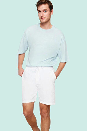 Erkek Yazlık Kısa Şort Pamuk Dokuma Kumaş Rahat Loose Fit Günlük Kullanım İçin Özel Günler