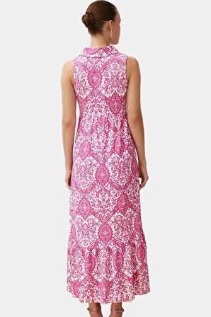 Çok Desenli A line Maxi Elbise Rahat Yazlık Örme Kumaş Modern Stil Premium Kalite