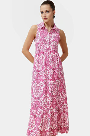 Çok Desenli A line Maxi Elbise Rahat Yazlık Örme Kumaş Modern Stil Premium Kalite