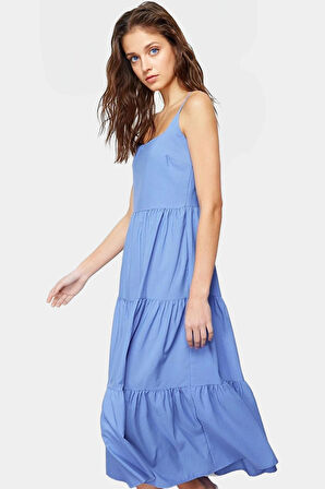 Pamuklu Maxi Elbise Yazlık Skater Kolsuz Rahat Zarifane Tasarım Trend