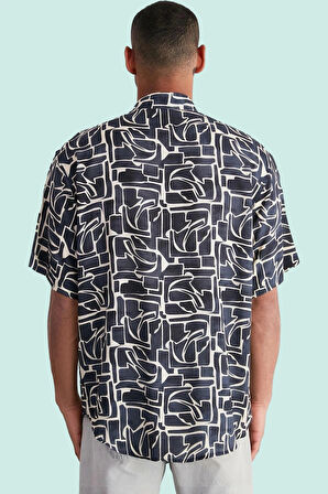 Erkek Viskoz Geometrik Desenli Salaş Gömlek Kısa Kollu Günlük Kombinler Yaz Aylarının Vazgeçilmezi