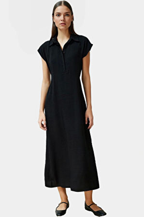 A line Kısa Kollu Elbise Viskoz Kumaş Günlük Şıklık Özel Tasarım Modern Stil Trend