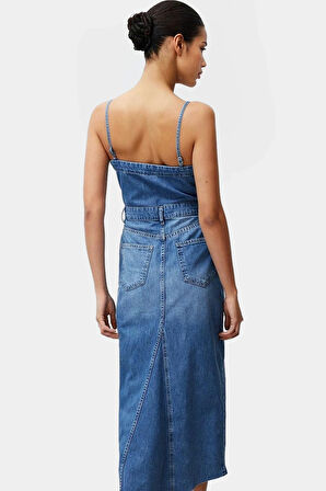 Yazlık Denim Maxi Elbise Casual Stil Bodycon Kalıp %Pamuk Seçkin Malzeme Rahat Kullanım